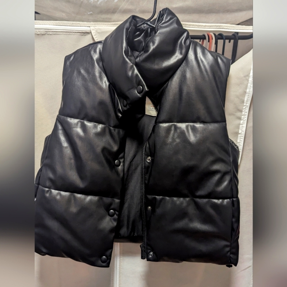 Black Faux Leather Vest